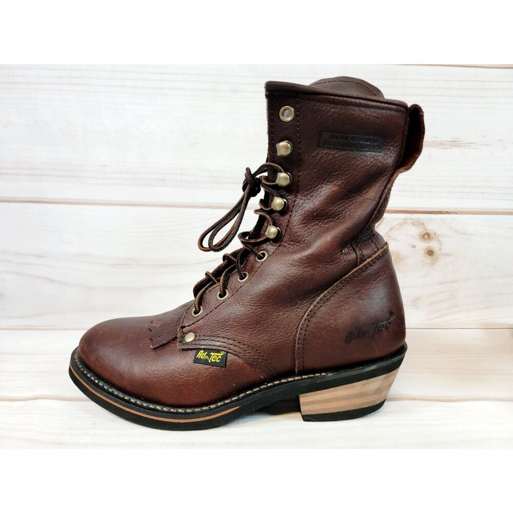 AdTec Brown Leather Kiltie Packer Western Boot Childrens Size 6 Like New - Picture 8 of 16
